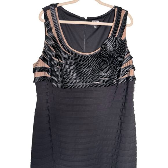 Adrianna Papell Dress Womens Sleeveless Bandage Sheath With Flower Black Size 22 - Picture 4 of 7